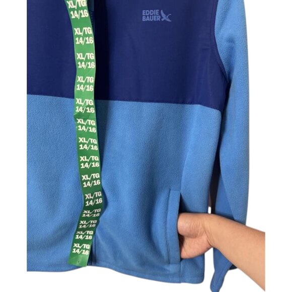 Eddie Bauer kids' two-tone blue zip-up fleece jacket size XL NWT - Picture 5 of 8